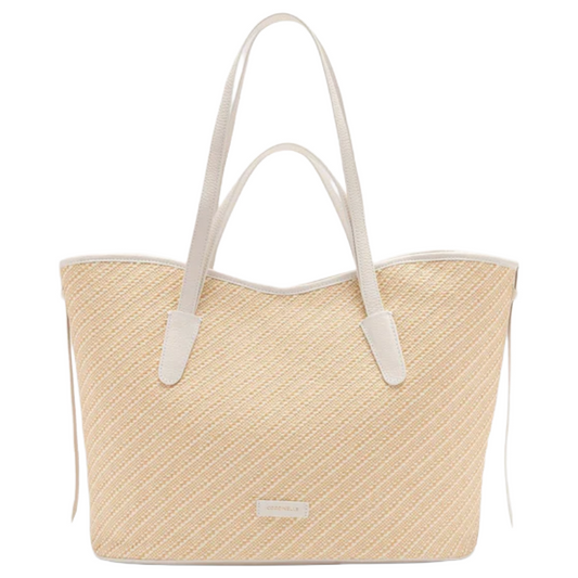 Coccinelle New Never Women's Straw Handbag White/Beige 