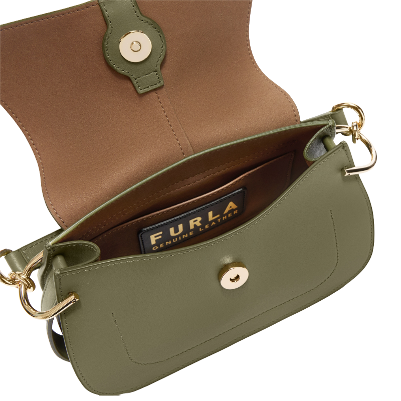 	 Furla Flow Mini Top Handle Leather Handbag Sage Green