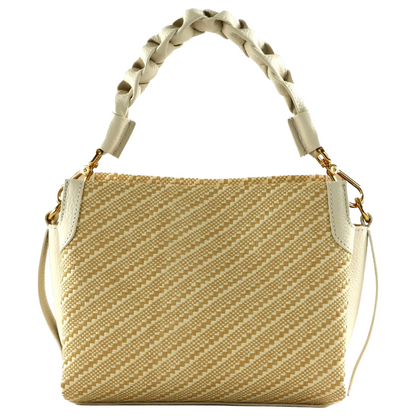 Coccinelle Boheme Bi Colour Straw/White Leather Crossbody Bag