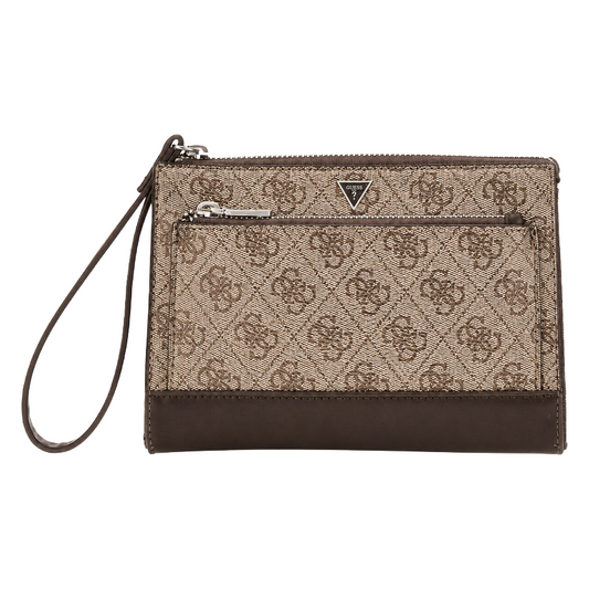 Guess Men's Clutch Bag Case With Logo Print Beige/Brown
