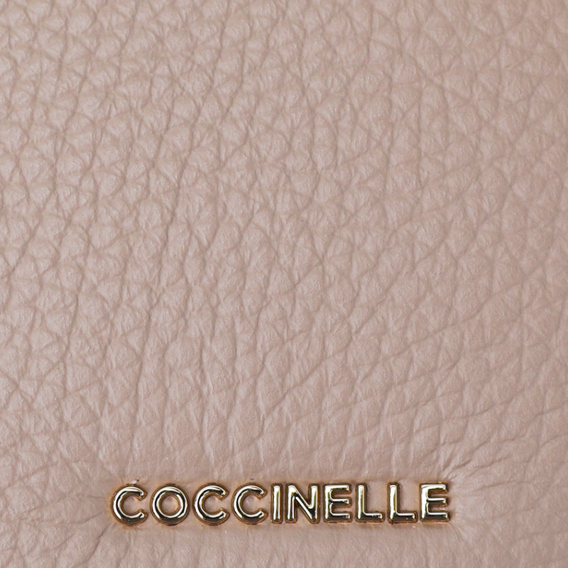 Coccinelle Metallic Soft Grained Leather Purse Rosette Pink