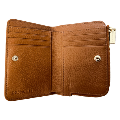 Coccinelle Womens Metallic Soft Leather Purse Cuir Tan Brown