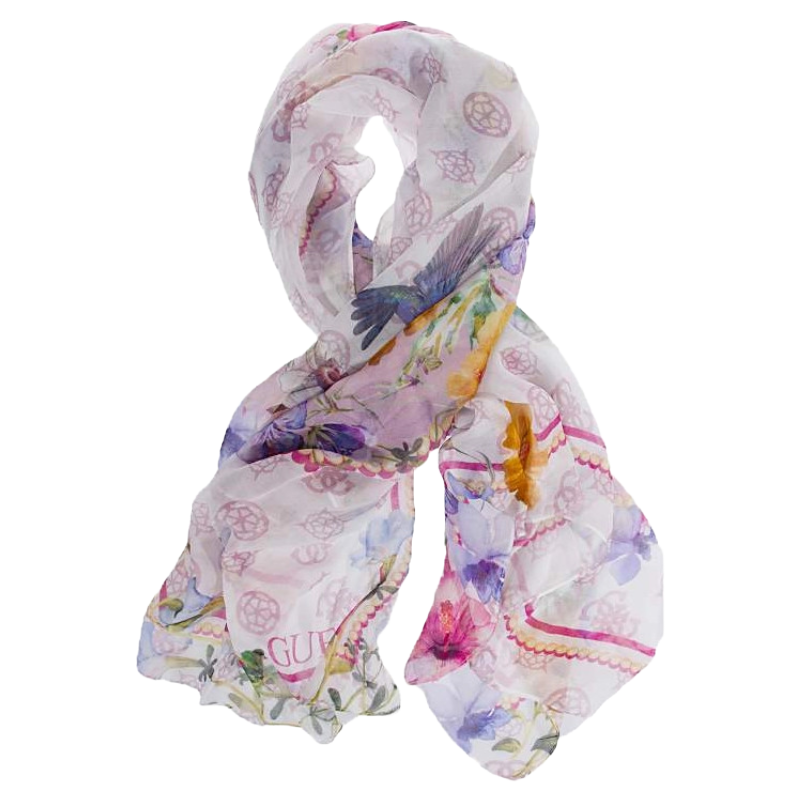 Guess Woman's Scarf AW9991CO3PIM Pink Multi 100% Bamboo