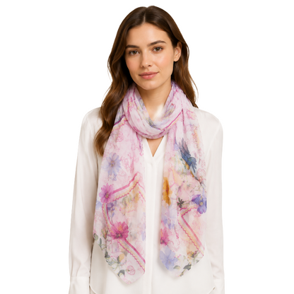 Guess Woman's Scarf AW9991CO3PIM Pink Multi 100% Bamboo