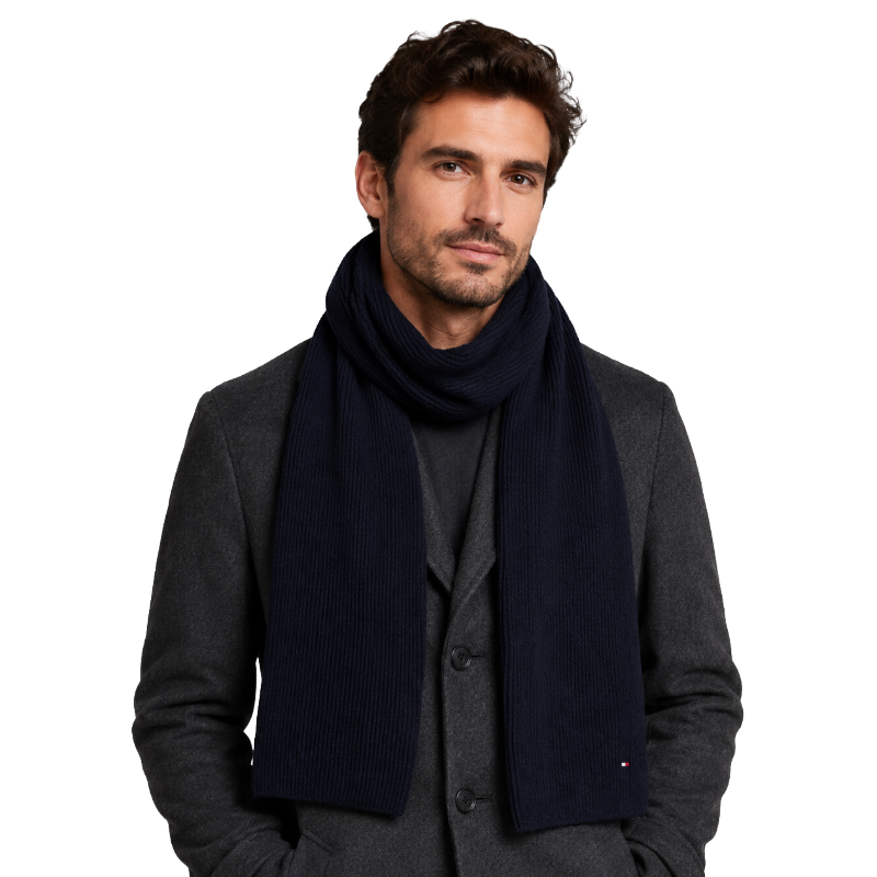 Tommy Hilfiger Men's Pima Cotton Cashmere Scarf Navy AM0AM12847