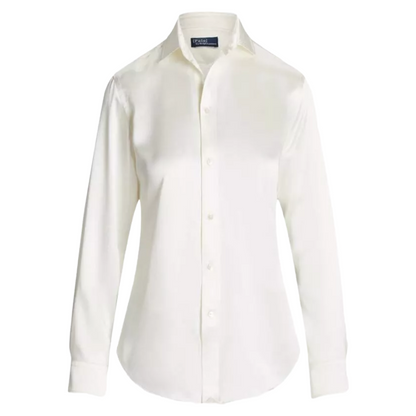 Ralph Lauren Women's Mulberry Silk Cream Blouse