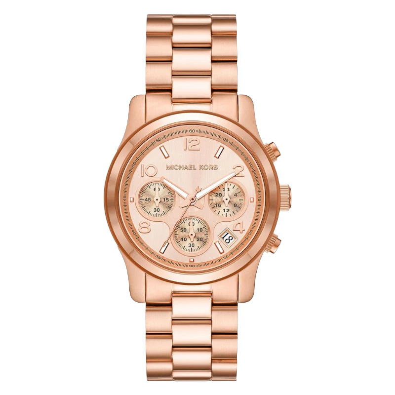 Michael Kors Womens Rose Gold Tone Runway Watch MK7324