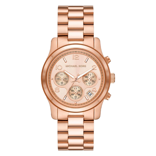 Michael Kors Womens Rose Gold Tone Runway Watch MK7324