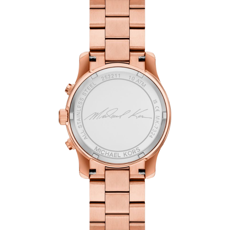 Michael Kors Womens Rose Gold Tone Runway Watch MK7324