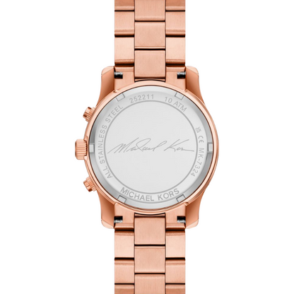Michael Kors Womens Rose Gold Tone Runway Watch MK7324
