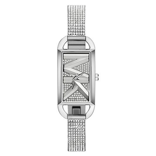 Michael Kors Womens Mini Empire Pave Silver-Tone Bangle Watch MK4841