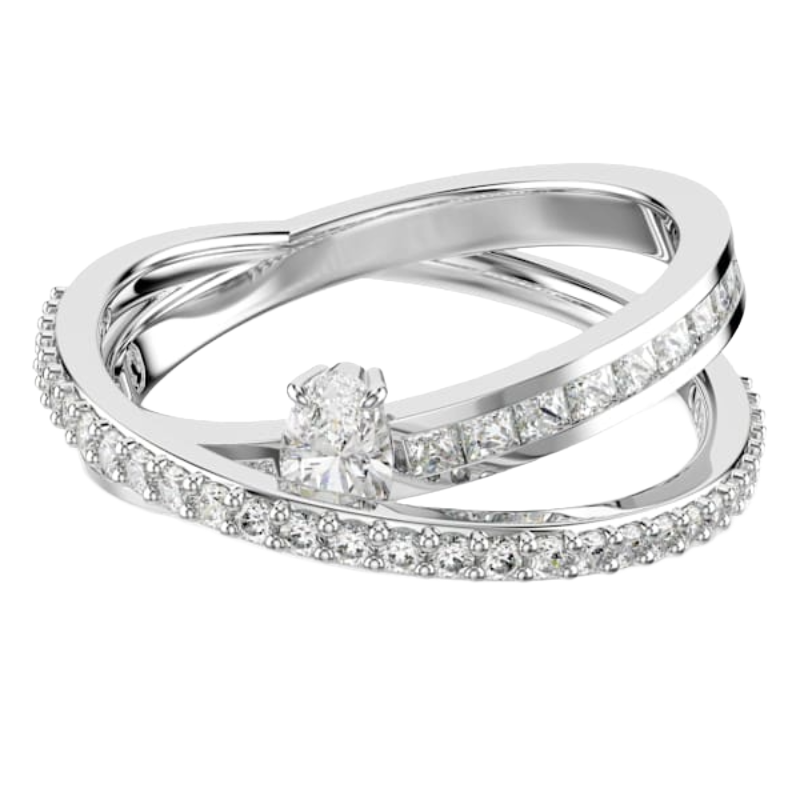 Swarovski Hyperbola White, Rhodium plated Silver Ring Size 58 5691230