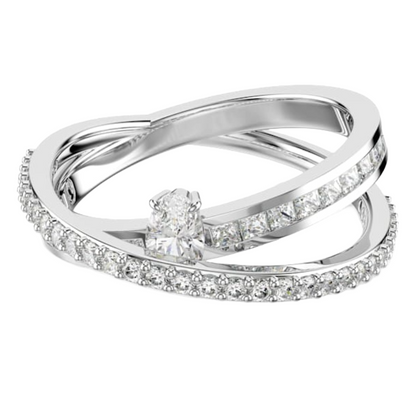 Swarovski Hyperbola White, Rhodium plated Silver Ring Size 58 5691230