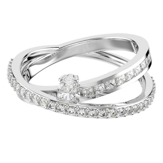 Swarovski Hyperbola White, Rhodium plated Silver Ring Size 58 5691230