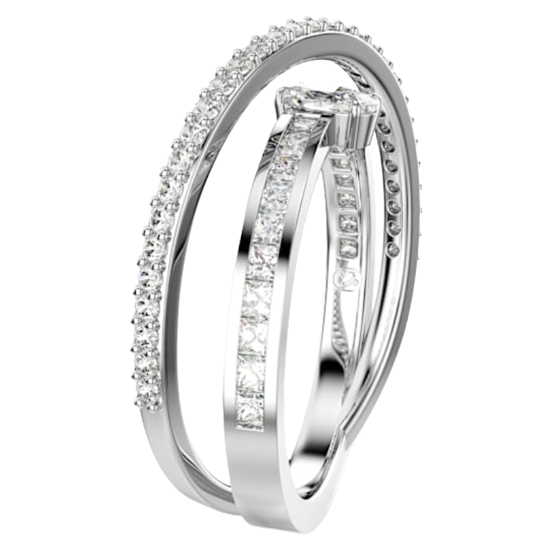 Swarovski Hyperbola White, Rhodium plated Silver Ring Size 58 5691230