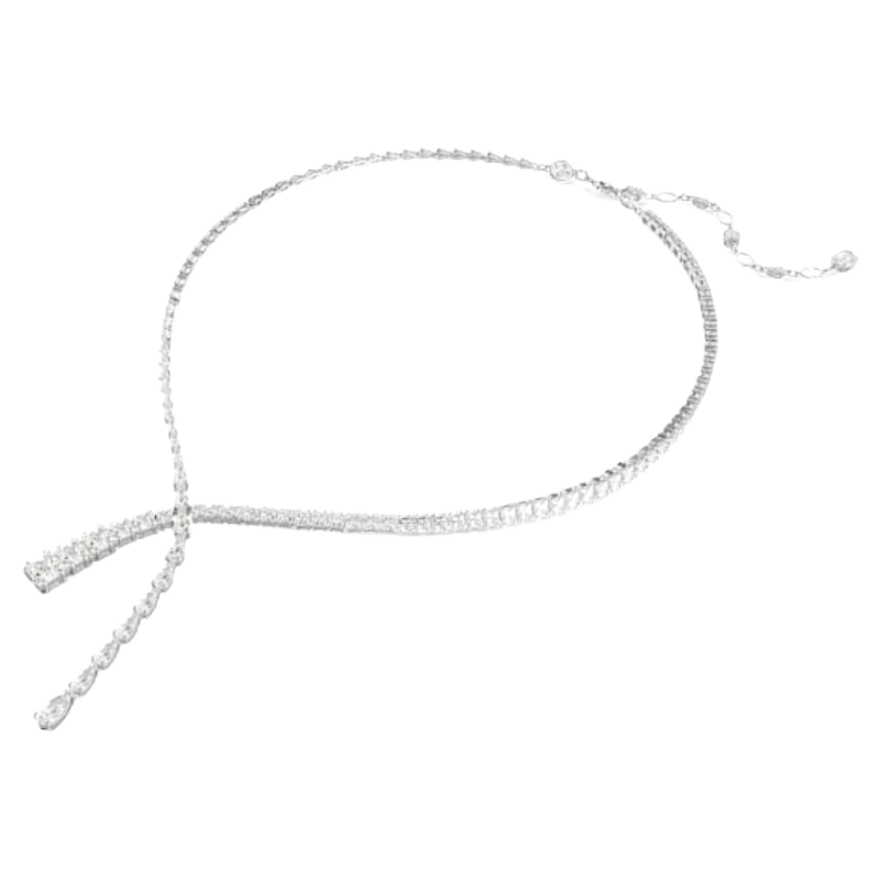 Swarovski Matrix Y Necklace Mixed Cuts White Rhodium Plated 5692533