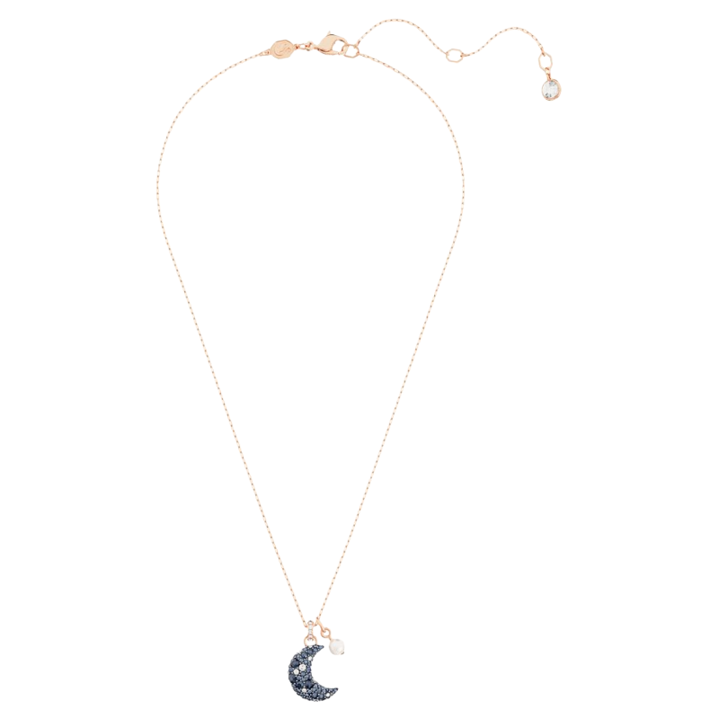 Swarovski Luna Pendant Necklace Rose Gold-Tone Plated Blue & White Crystals
