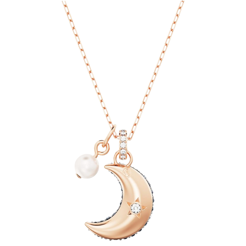 Swarovski Luna Pendant Necklace Rose Gold-Tone Plated Blue & White Crystals