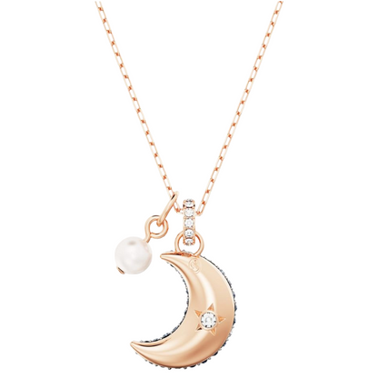 Swarovski Luna Pendant Necklace Rose Gold-Tone Plated Blue & White Crystals