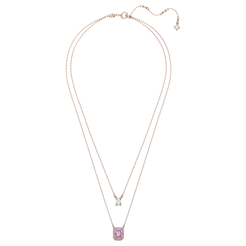 Swarovski Millenia Layered Rose Gold Necklace Octagon Cut