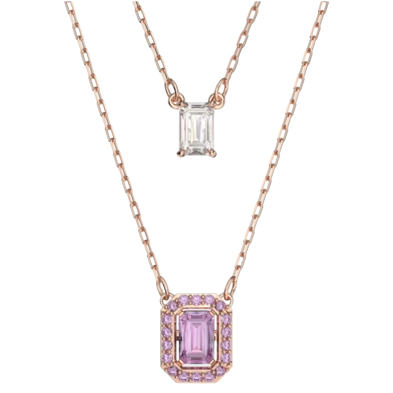 Swarovski Millenia Layered Rose Gold Necklace Octagon Cut