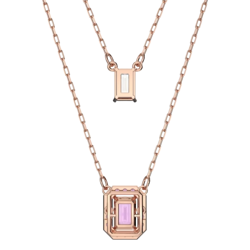 Swarovski Millenia Layered Rose Gold Necklace Octagon Cut