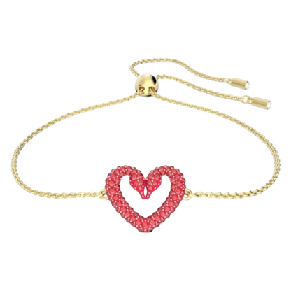 Swarovski Una Red Crystal Heart Gold Tone Plated Bracelet 5649006