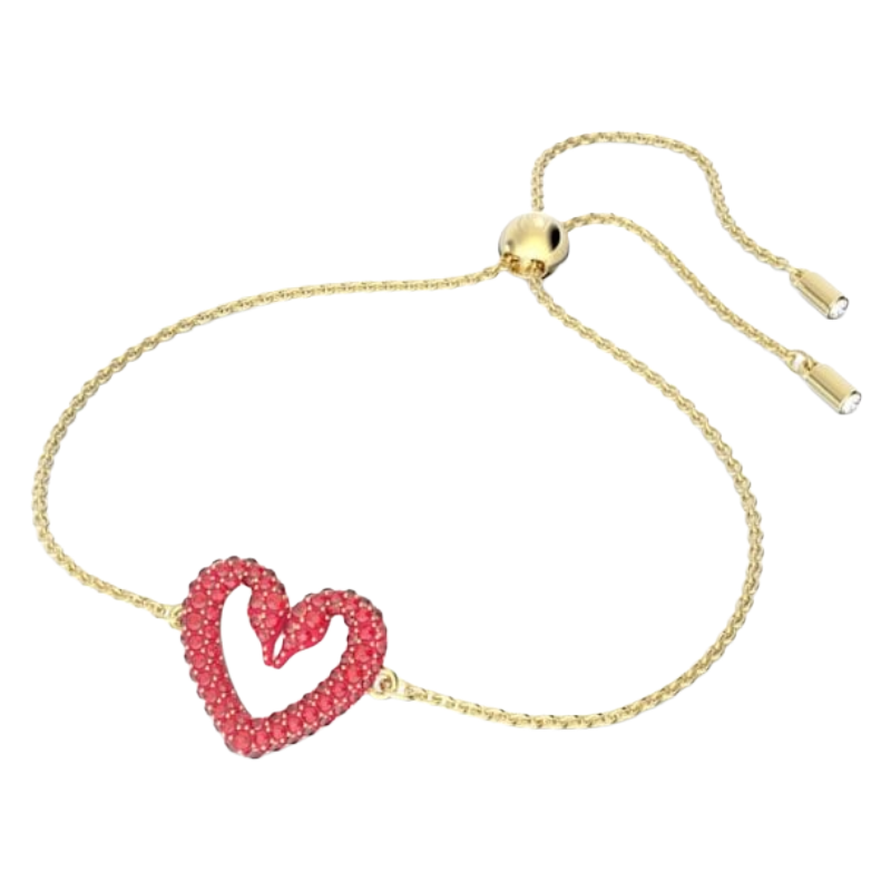 Swarovski Una Red Crystal Heart Gold Tone Plated Bracelet 5649006