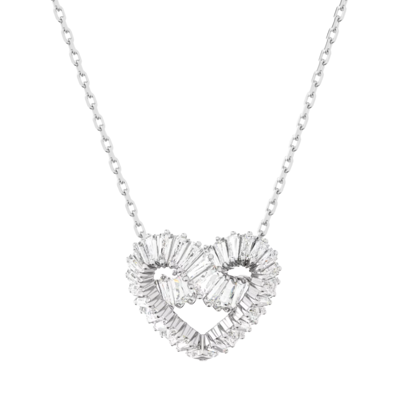 Swarovski Matrix Rhodium Plated Woven Heart Necklace 5689705