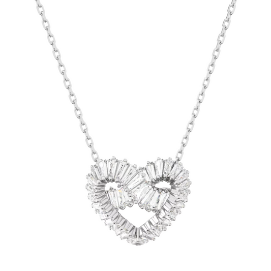 Swarovski Matrix Rhodium Plated Woven Heart Necklace 5689705