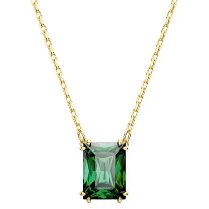 Swarovski Matrix Gold Tone Rectangular Green Crystal Necklace 5677216