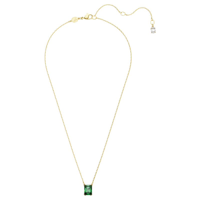 Swarovski Matrix Gold Tone Rectangular Green Crystal Necklace 5677216