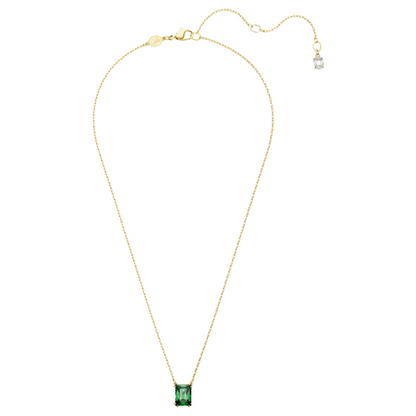 Swarovski Matrix Gold Tone Rectangular Green Crystal Necklace 5677216