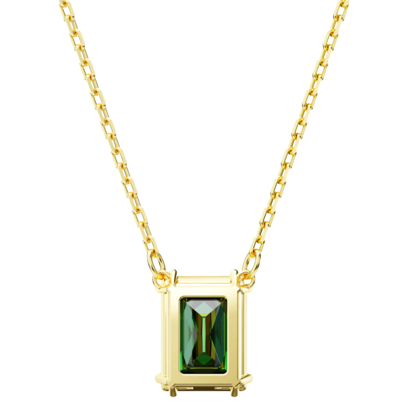 Swarovski Matrix Gold Tone Rectangular Green Crystal Necklace 5677216