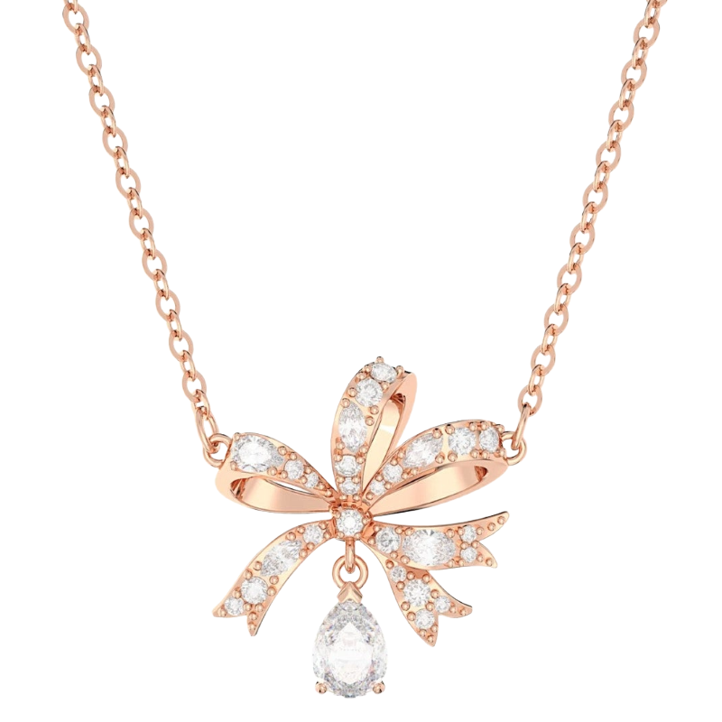 Swarovski Volta Rose Gold Tone Crystal Bow Necklace 5660033