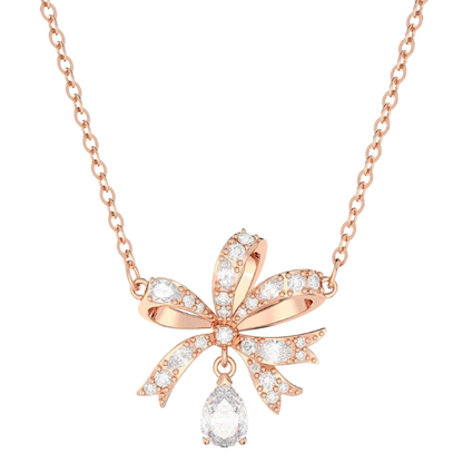 Swarovski Volta Rose Gold Tone Crystal Bow Necklace 5660033