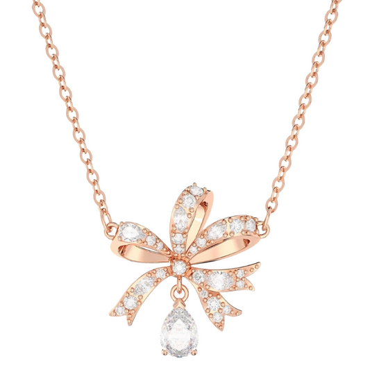 Swarovski Volta Rose Gold Tone Crystal Bow Necklace 5660033