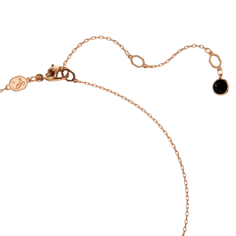 Swarovski Black Crystal Swan Rose Gold 18K Finish Necklace 5689664