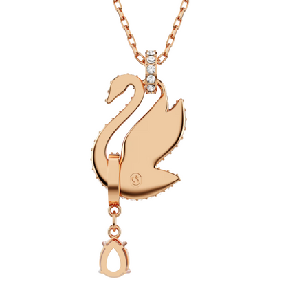 Swarovski Black Crystal Swan Rose Gold 18K Finish Necklace 5689664