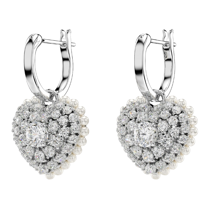 Swarovski Hyperbola Crystal Heart Drop Stud Earrings 5689645