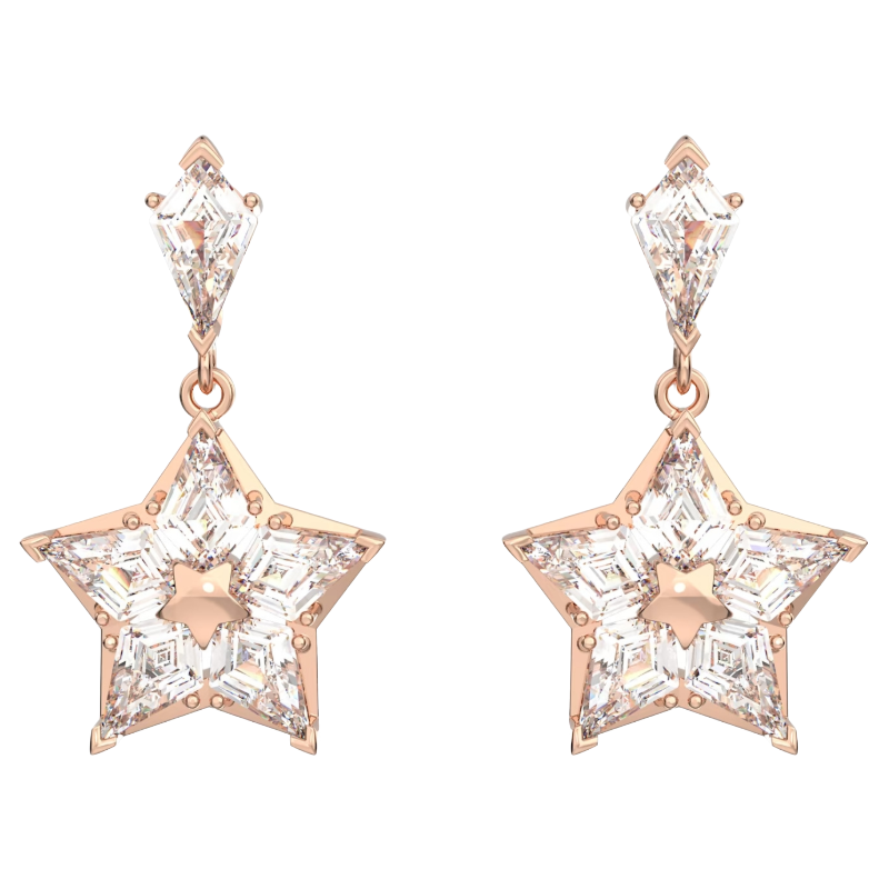 Swarovski Rose Gold Star Drop Earrings 5648984