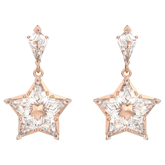 Stella Drop Kite Cut Star White Rose Gold-tone Plated Earrings 5648984
