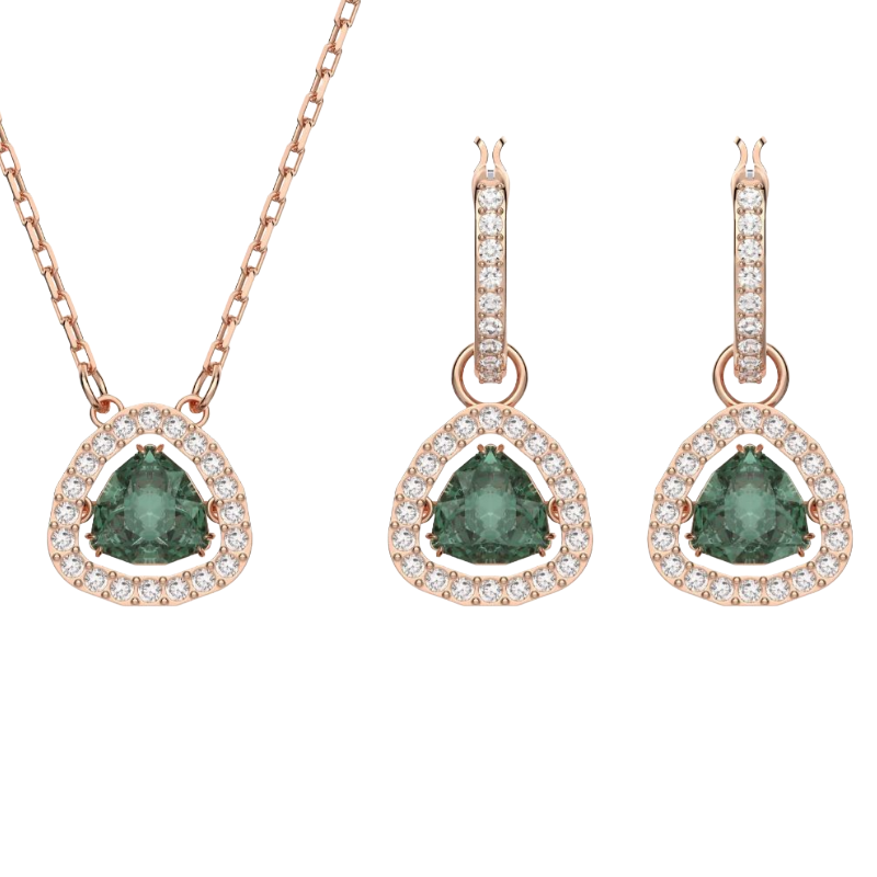 Swarovski Millenia Set Trilliant Cut, Green, Rose Gold 5639758