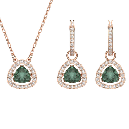 Swarovski Millenia Set Trilliant Cut, Green, Rose Gold 5639758