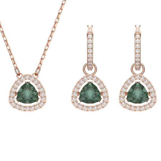 Swarovski Millenia Set Trilliant Cut, Green, Rose Gold 5639758