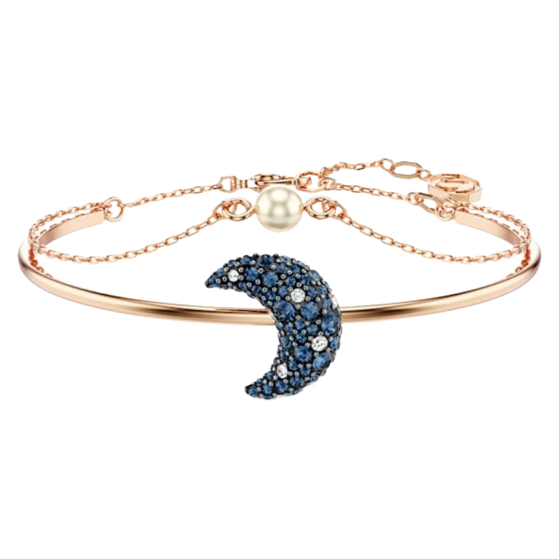 Swarovski Luna Multicoloured Moon Bangle 18K Rose Gold Size M