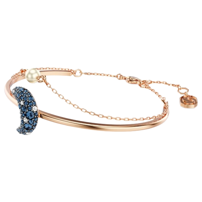 Swarovski Luna Multicoloured Moon Bangle 18K Rose Gold Size M
