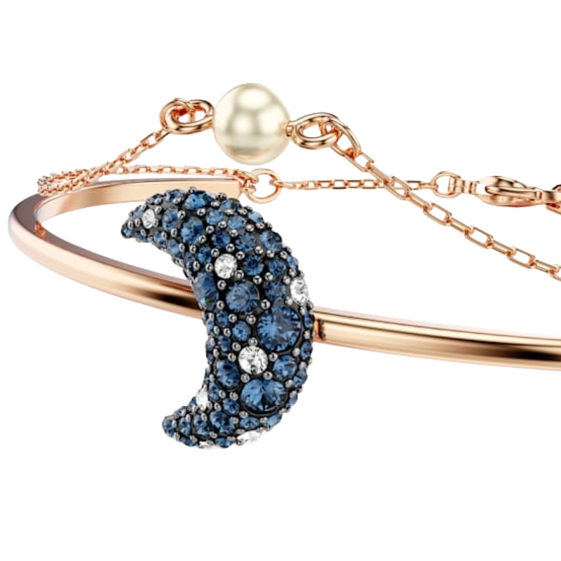 Swarovski Luna Multicoloured Moon Bangle 18K Rose Gold Size M