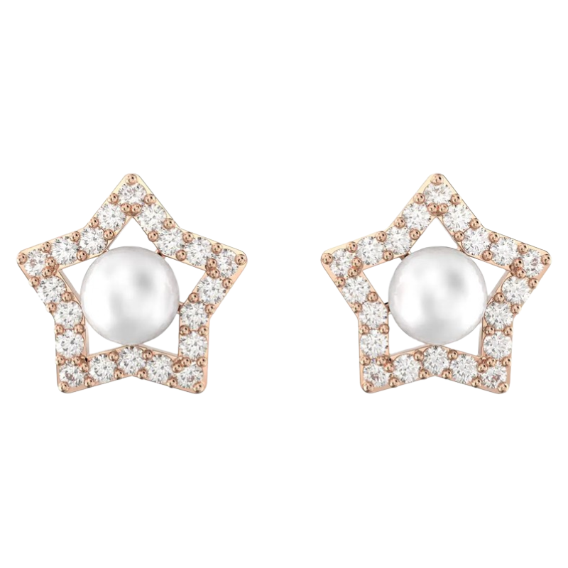 Swarovski Stella  White, Rose Gold Star Stud Earrings 5645465