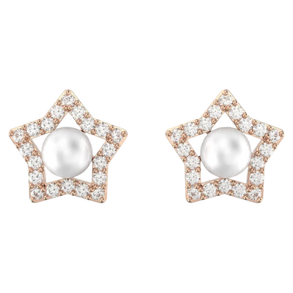 Swarovski Stella  White, Rose Gold Star Stud Earrings 5645465
